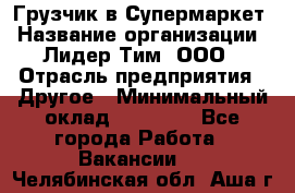 Грузчик в Супермаркет › Название организации ­ Лидер Тим, ООО › Отрасль предприятия ­ Другое › Минимальный оклад ­ 19 000 - Все города Работа » Вакансии   . Челябинская обл.,Аша г.